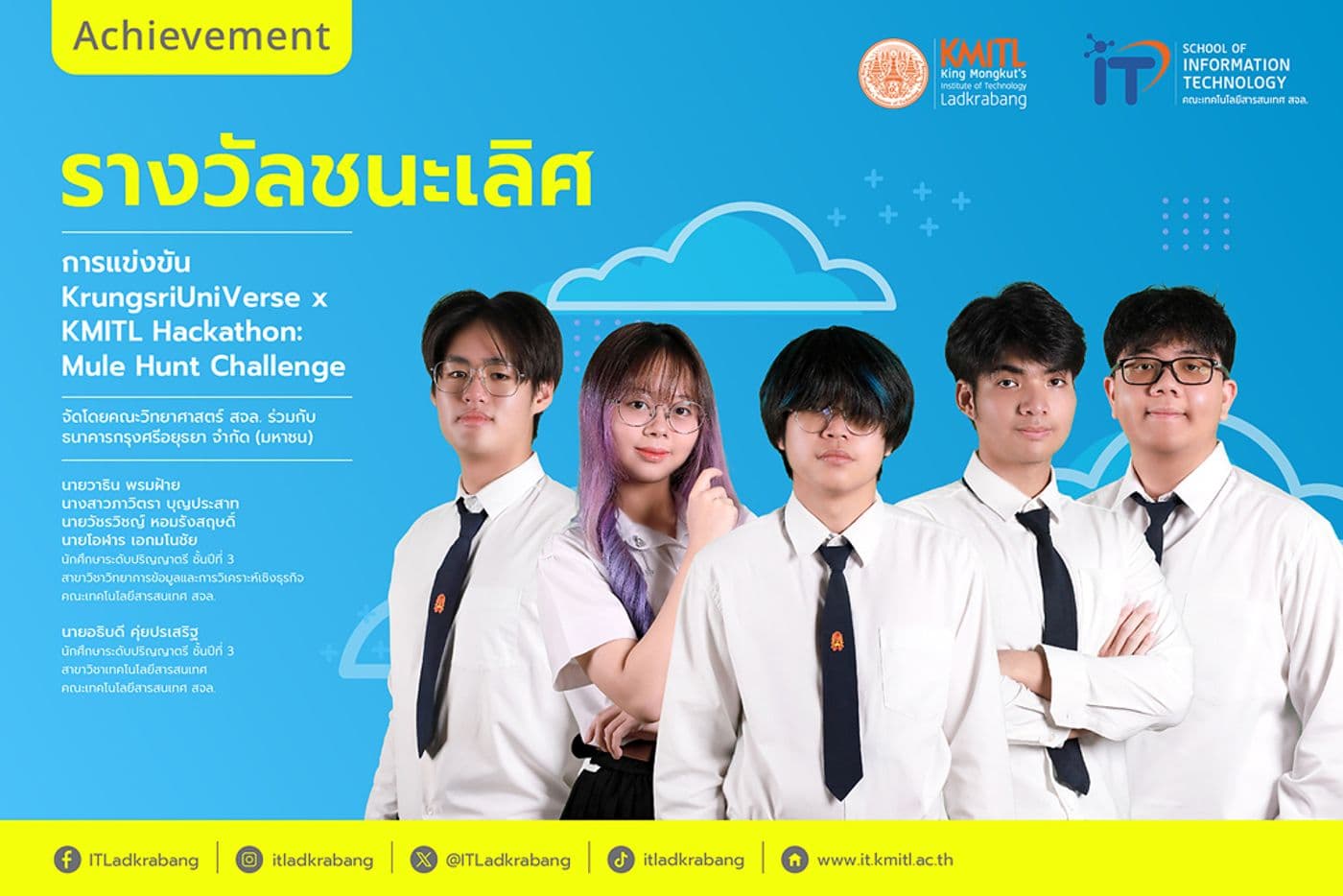 รางวัลชนะเลิศ จากการแข่งขัน KrungsriUniVerse x KMITL Hackathon รางวัลชนะเลิศ จากการแข่งขัน KrungsriUniVerse x KMITL Hackathon